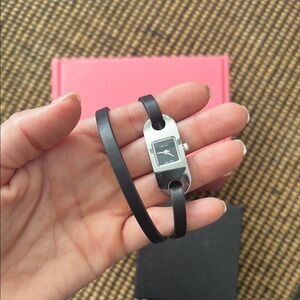 Black leather wrap watch